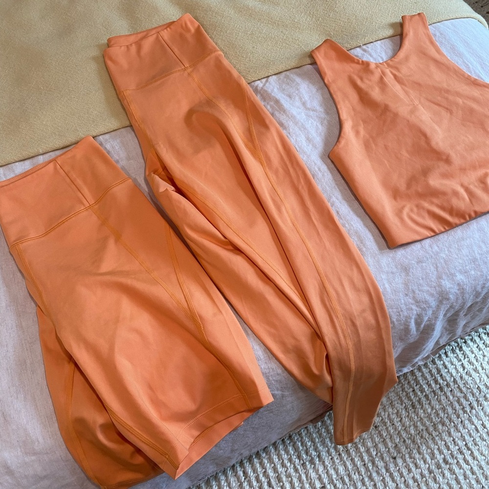 Girlfriend Collective Women's Leggings, Shorts and Top In Horizon Orange Size M